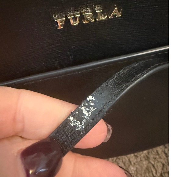 Furla Black Dome Crossbody Bag Chain Strap Gold Hardware - Picture 7 of 16